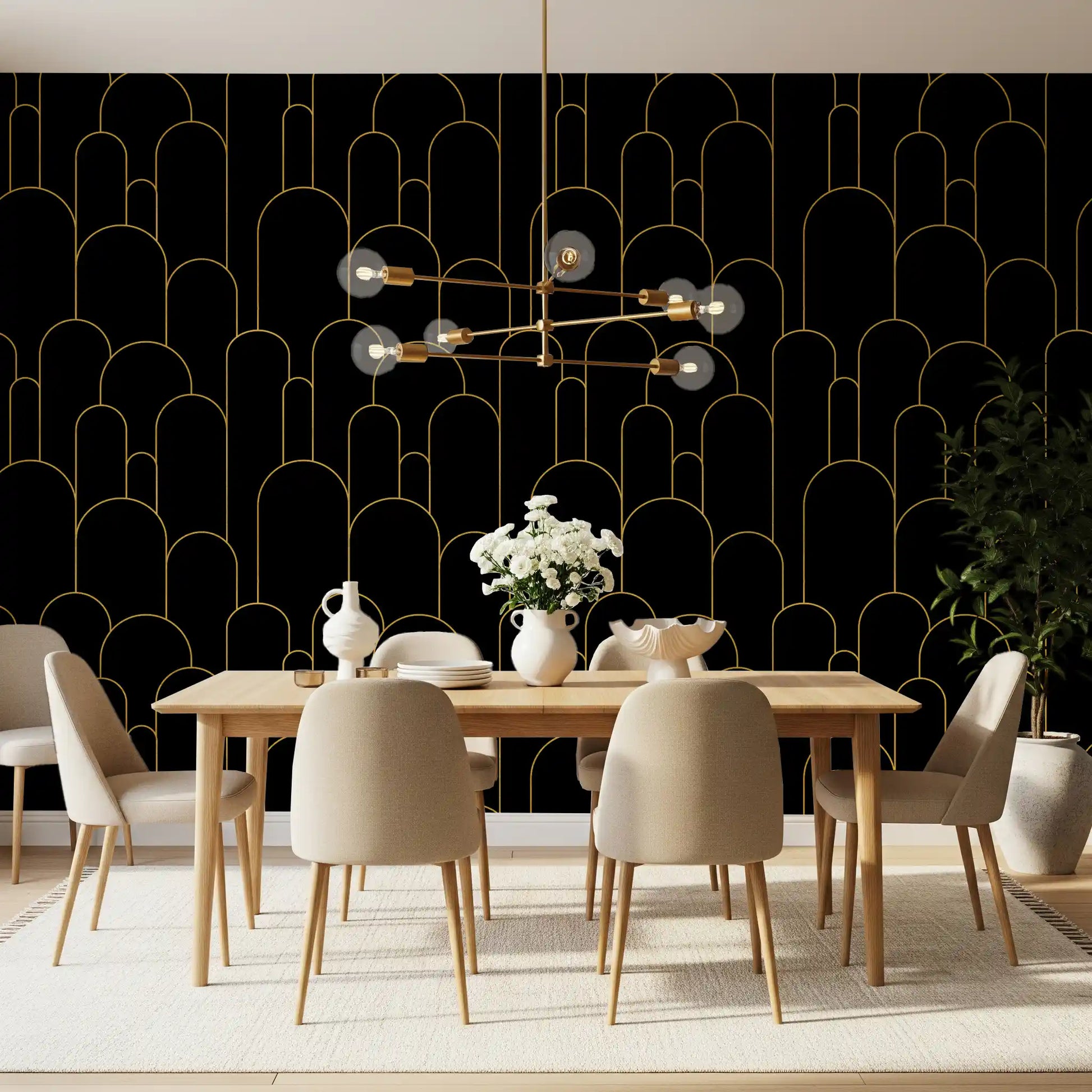 Art Deco Black Gold Arches Wallpaper⁠