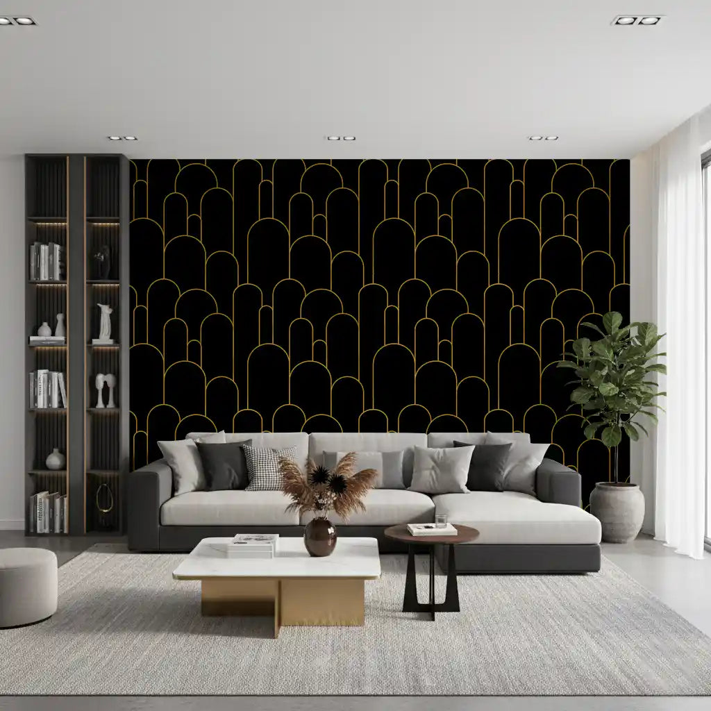 Art Deco Black Gold Arches Wallpaper⁠
