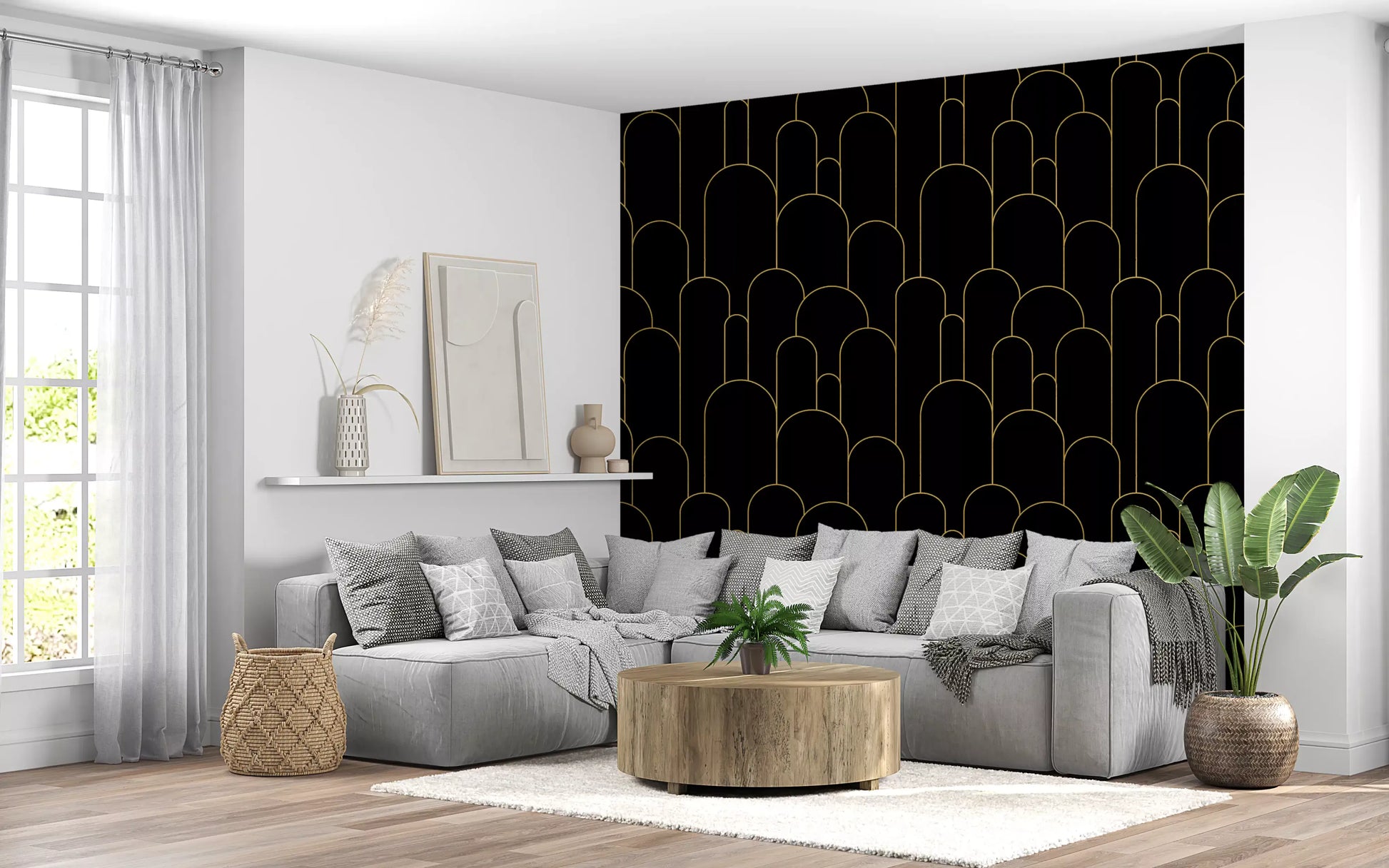 Art Deco Black Gold Arches Wallpaper⁠
