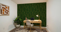 Emerald and Gold Art Deco Arches Wallpaper⁠