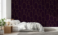 Retro Glamour Plum Noir Arches Wallpaper⁠