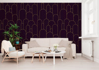 Retro Glamour Plum Noir Arches Wallpaper⁠
