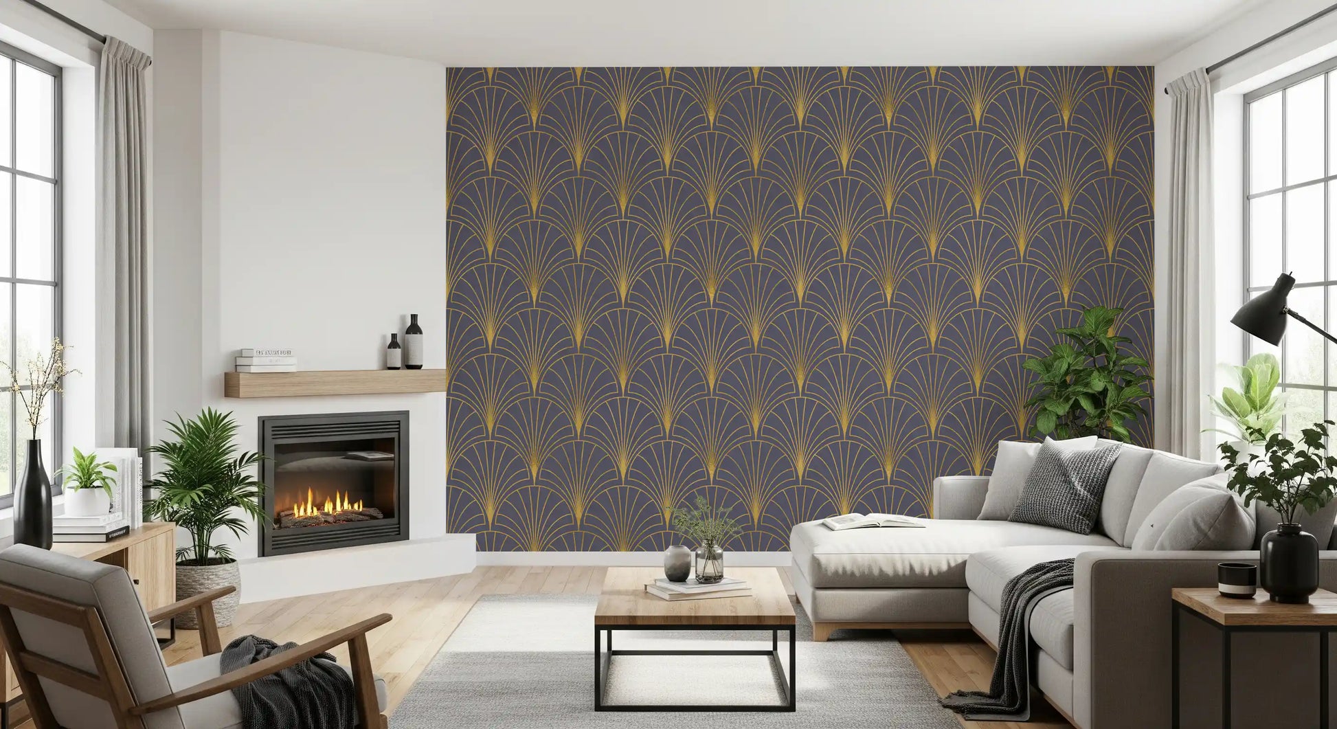 Regal Gatsby Mauve and Gold Wallpaper⁠