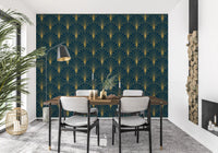 Regal Gatsby Deep Turquoise and Gold Wallpaper⁠