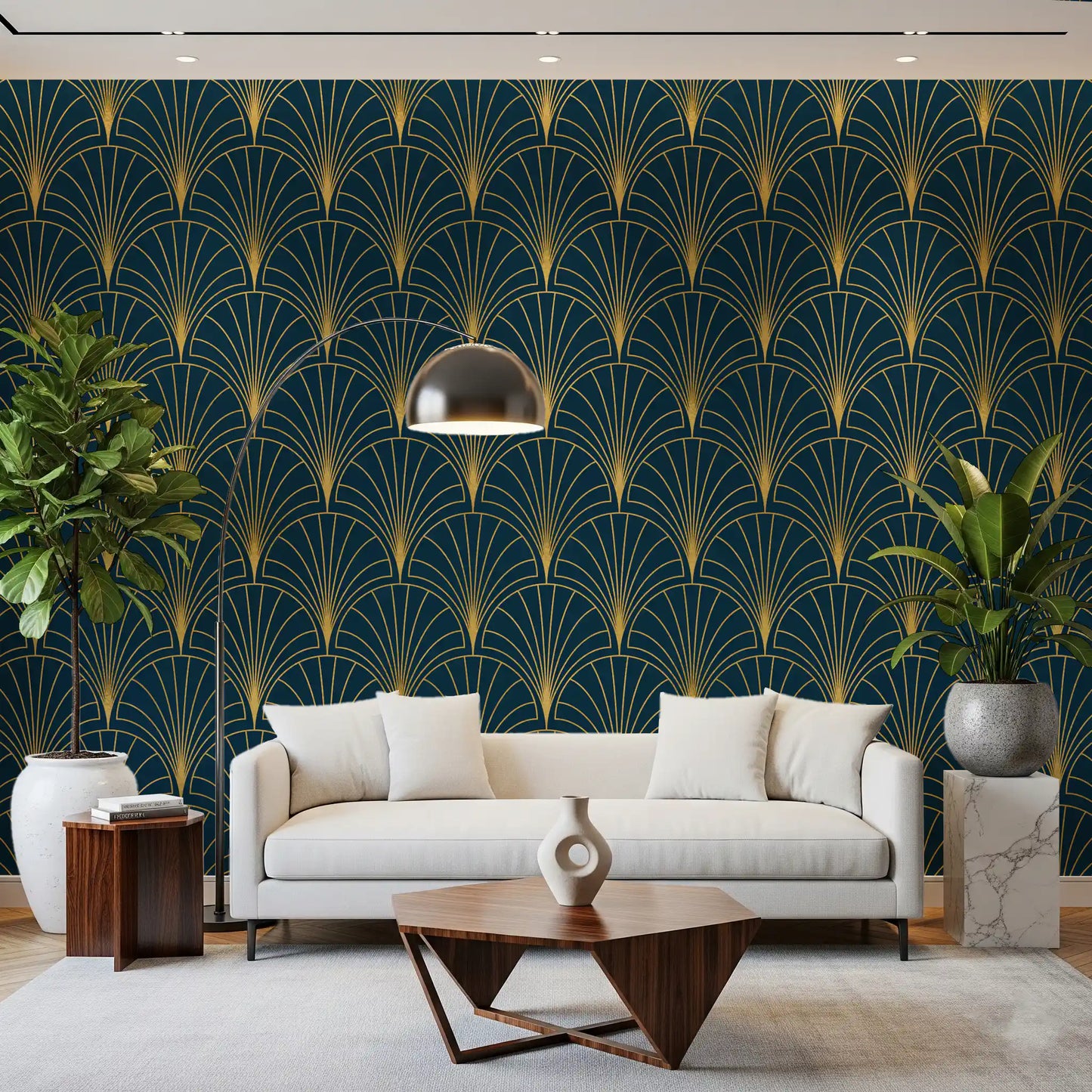 Regal Gatsby Deep Turquoise and Gold Wallpaper⁠