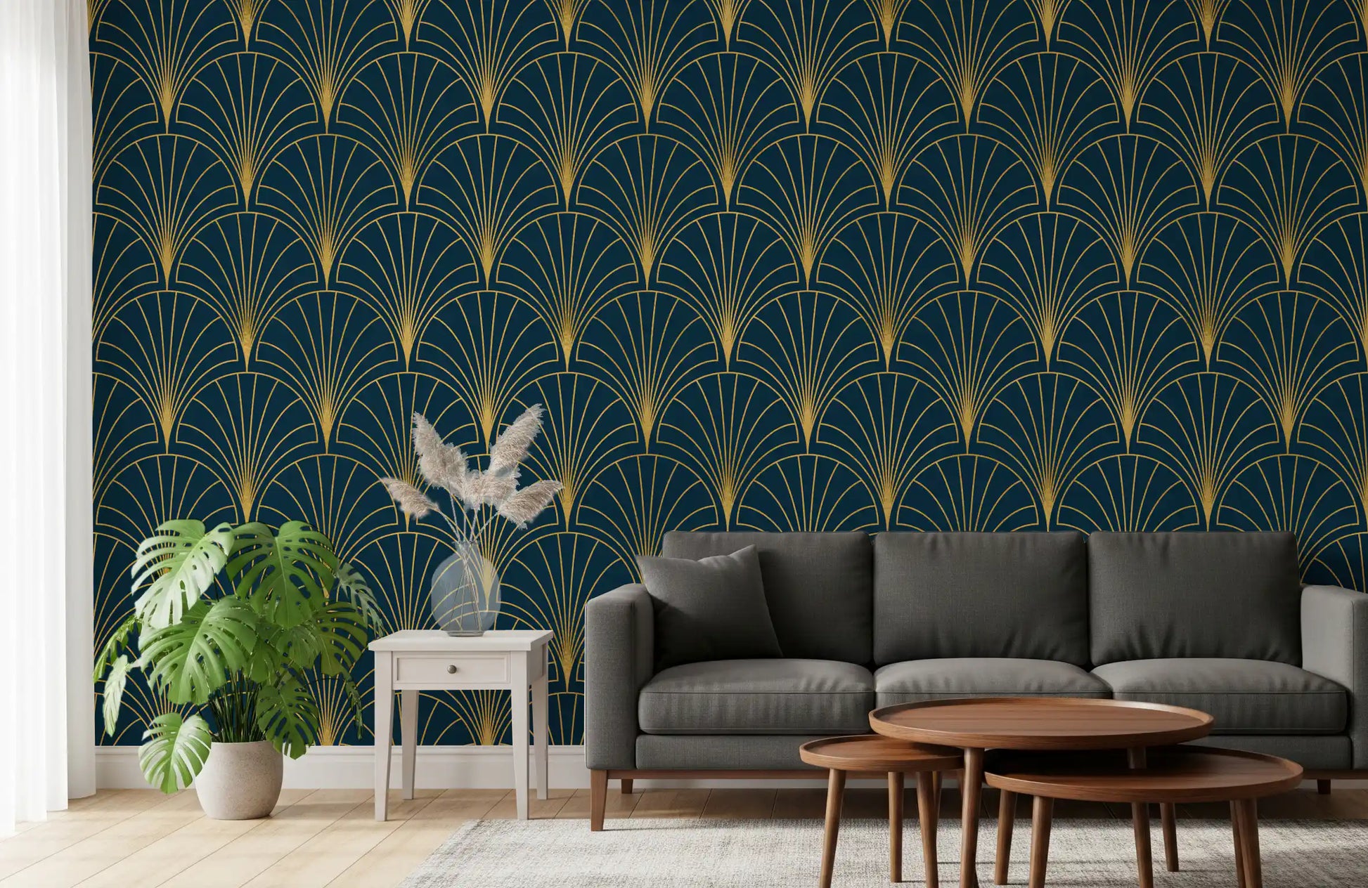 Regal Gatsby Deep Turquoise and Gold Wallpaper⁠