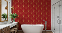 Crimson & Gold Art Deco Fans Wallpaper⁠