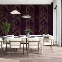 Wallpaper showing deep purple surface with metallic gold angular lines., GD10638
