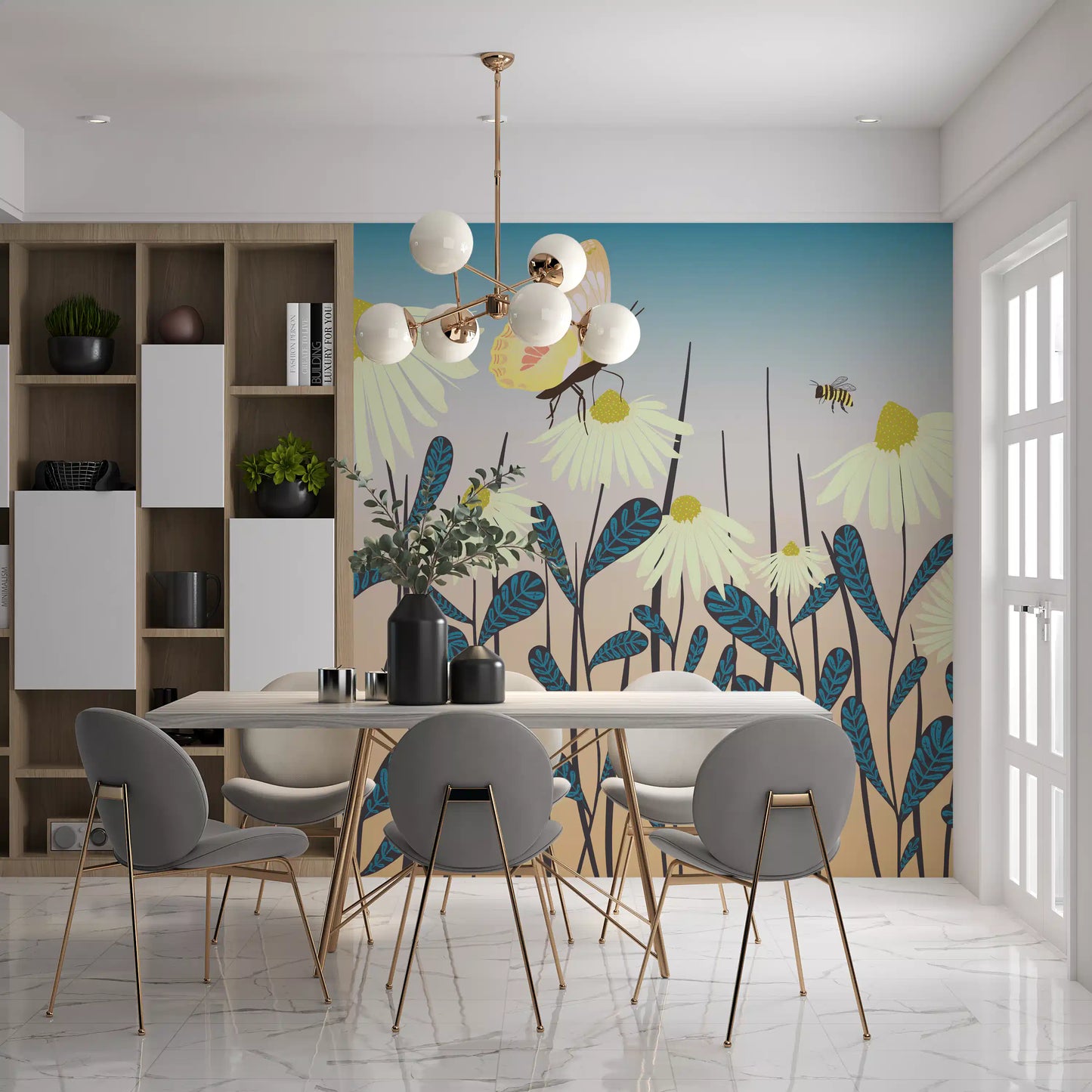 Sunny Day Daisy Garden Wall Mural Wall Mural