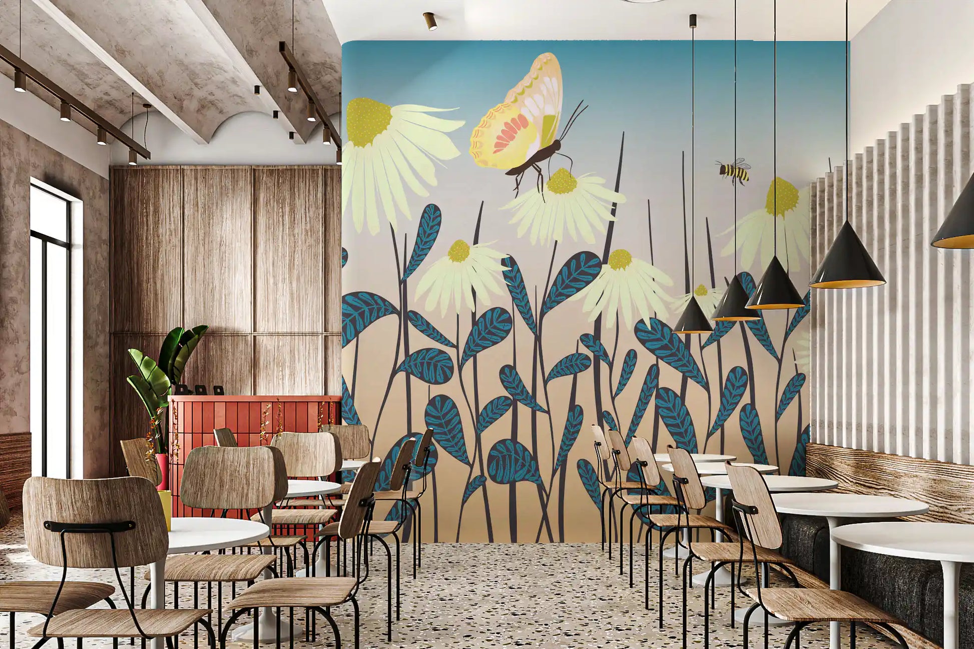 Sunny Day Daisy Garden Wall Mural Wall Mural