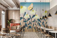 Sunny Day Daisy Garden Wall Mural Wall Mural