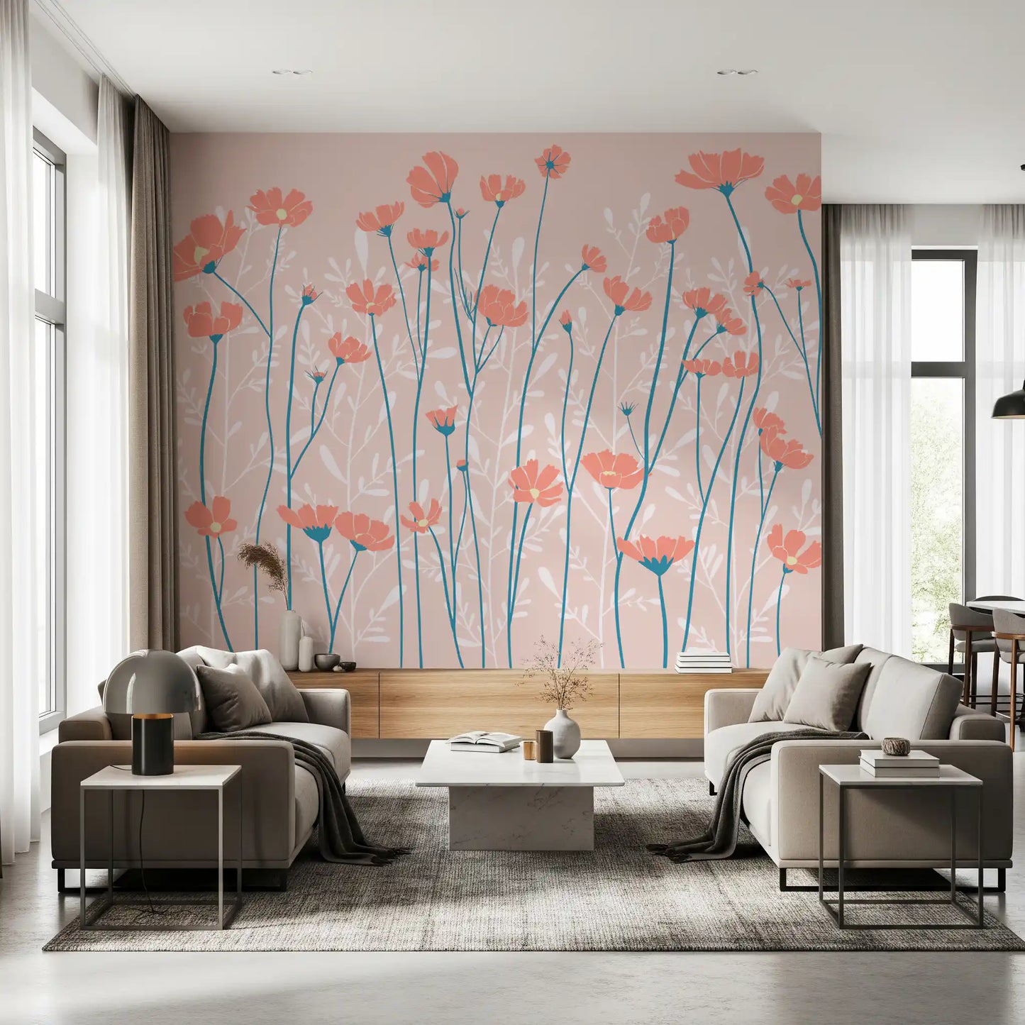 Whispering Wildflowers Botanical Wallpaper Wall Mural
