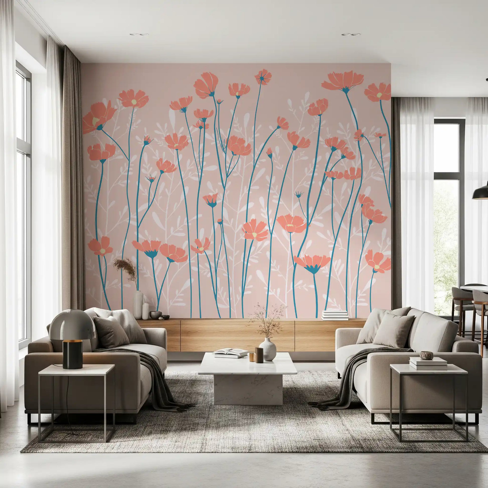 Whispering Wildflowers Botanical Wallpaper Wall Mural