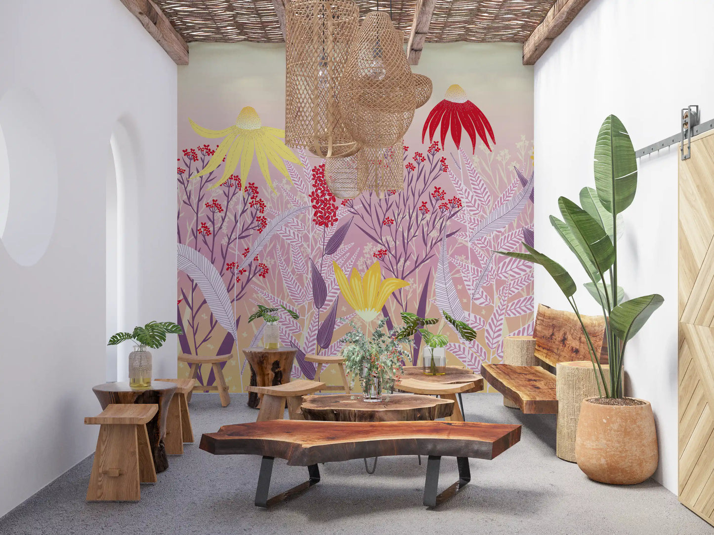 Dreamy Pastel Wildflower Meadow Wall Mural