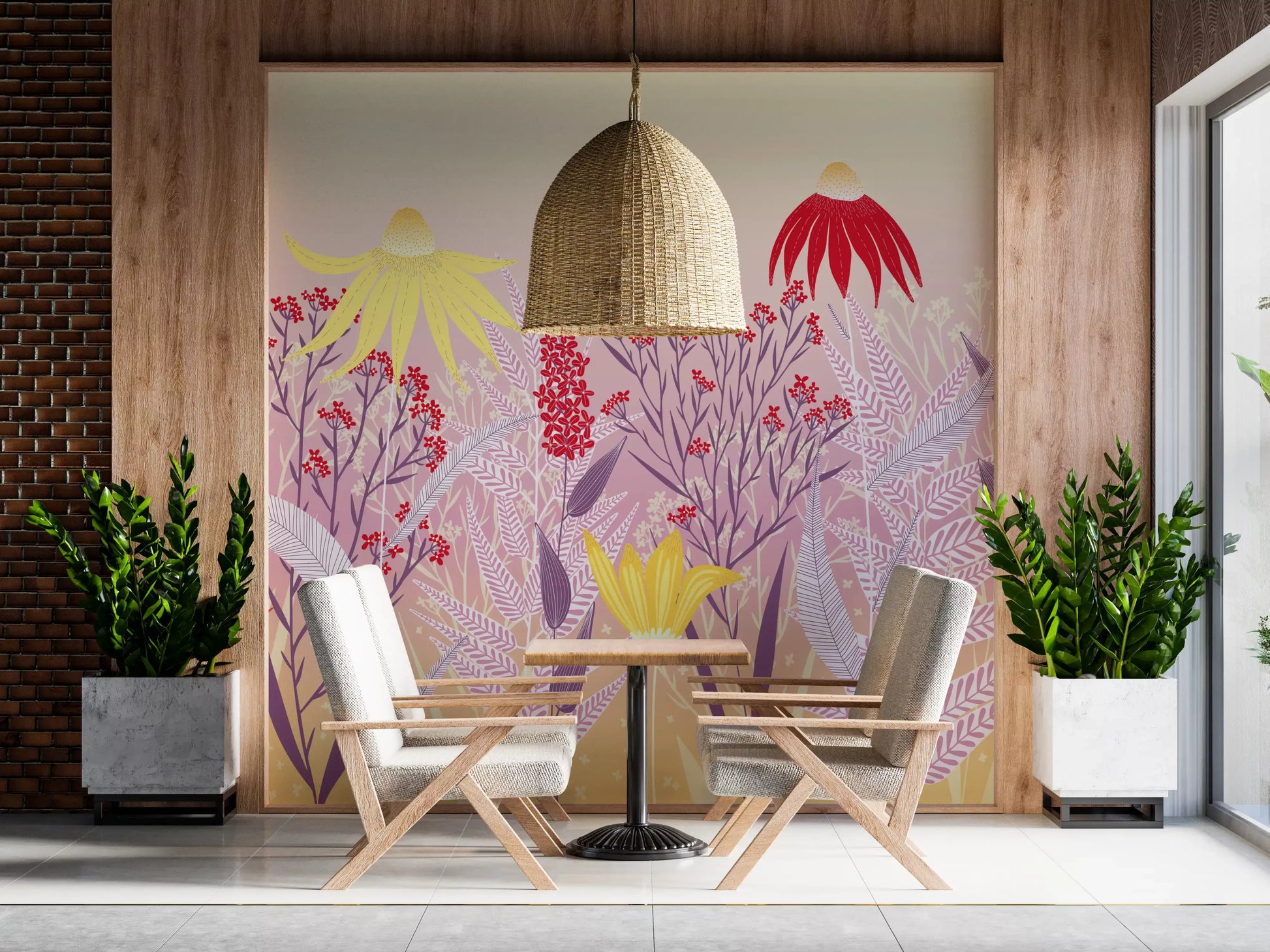 Dreamy Pastel Wildflower Meadow Wall Mural