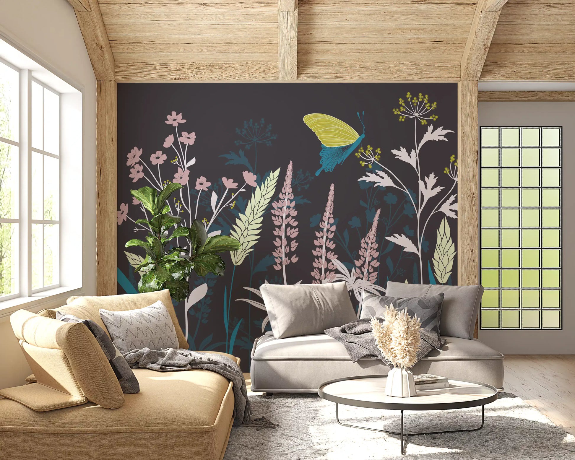 Enchanted Twilight Botanical Meadow Wall Mural
