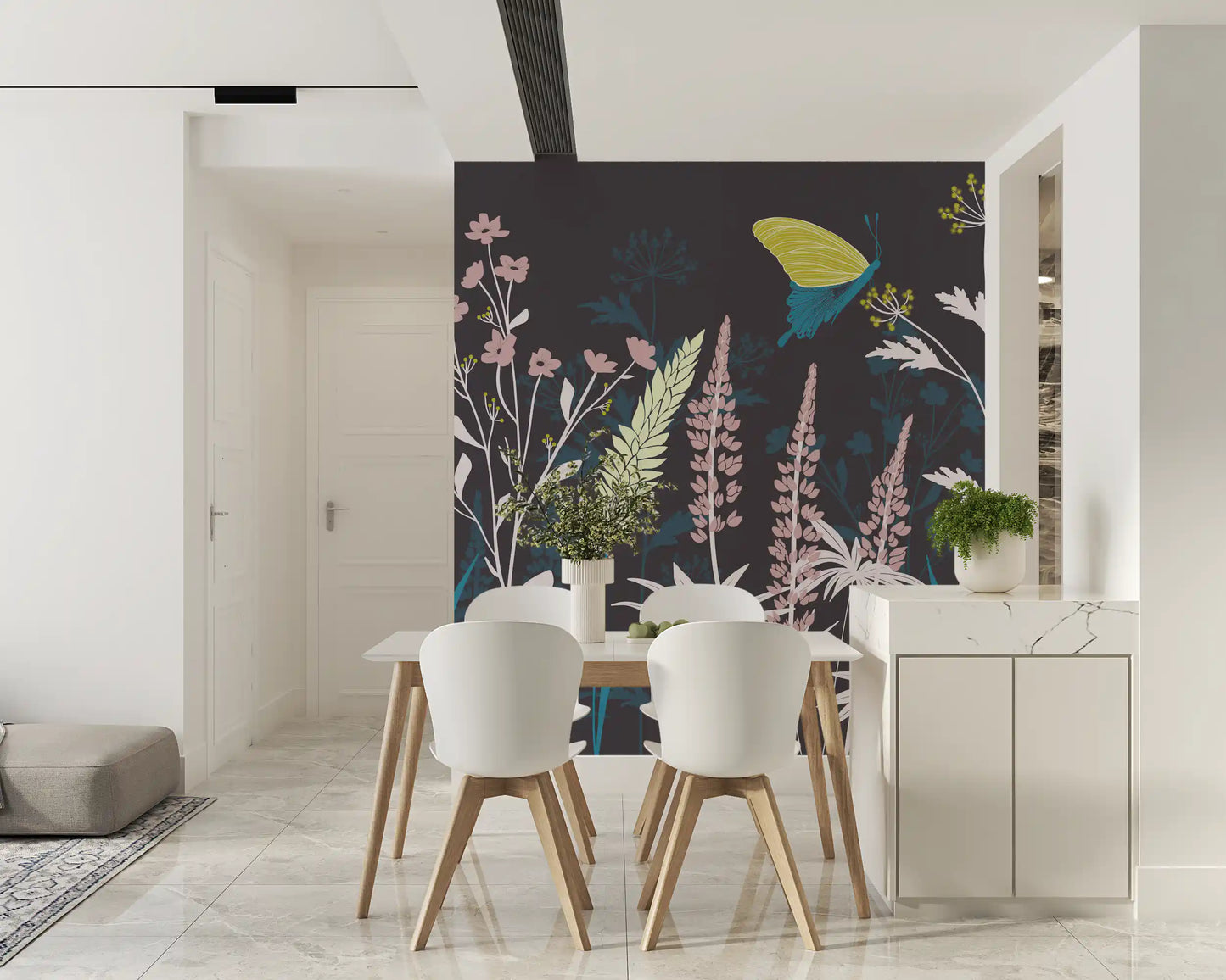 Enchanted Twilight Botanical Meadow Wall Mural