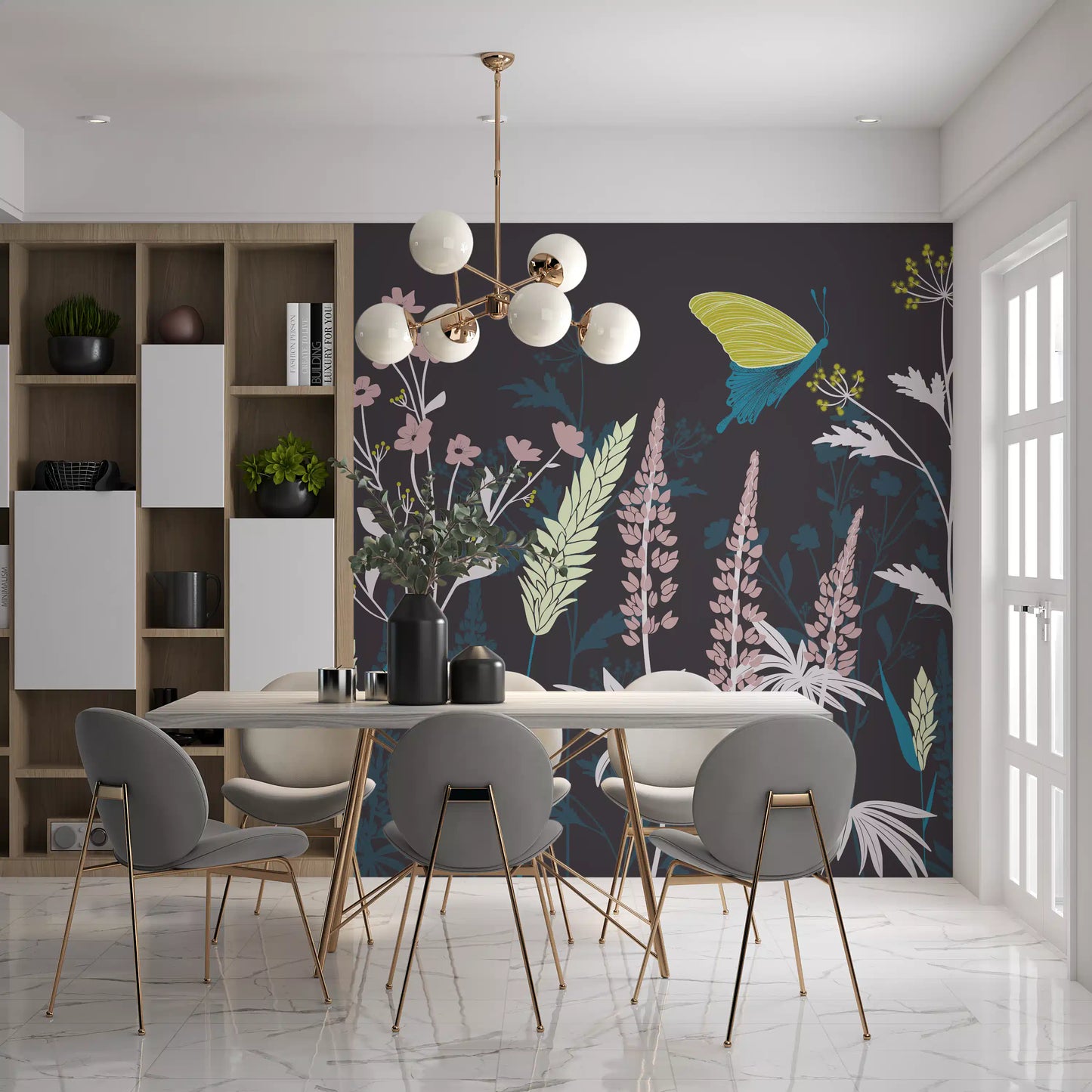 Enchanted Twilight Botanical Meadow Wall Mural