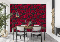 Midnight Crimson Peony Dark Floral Wallpaper Wallpaper⁠