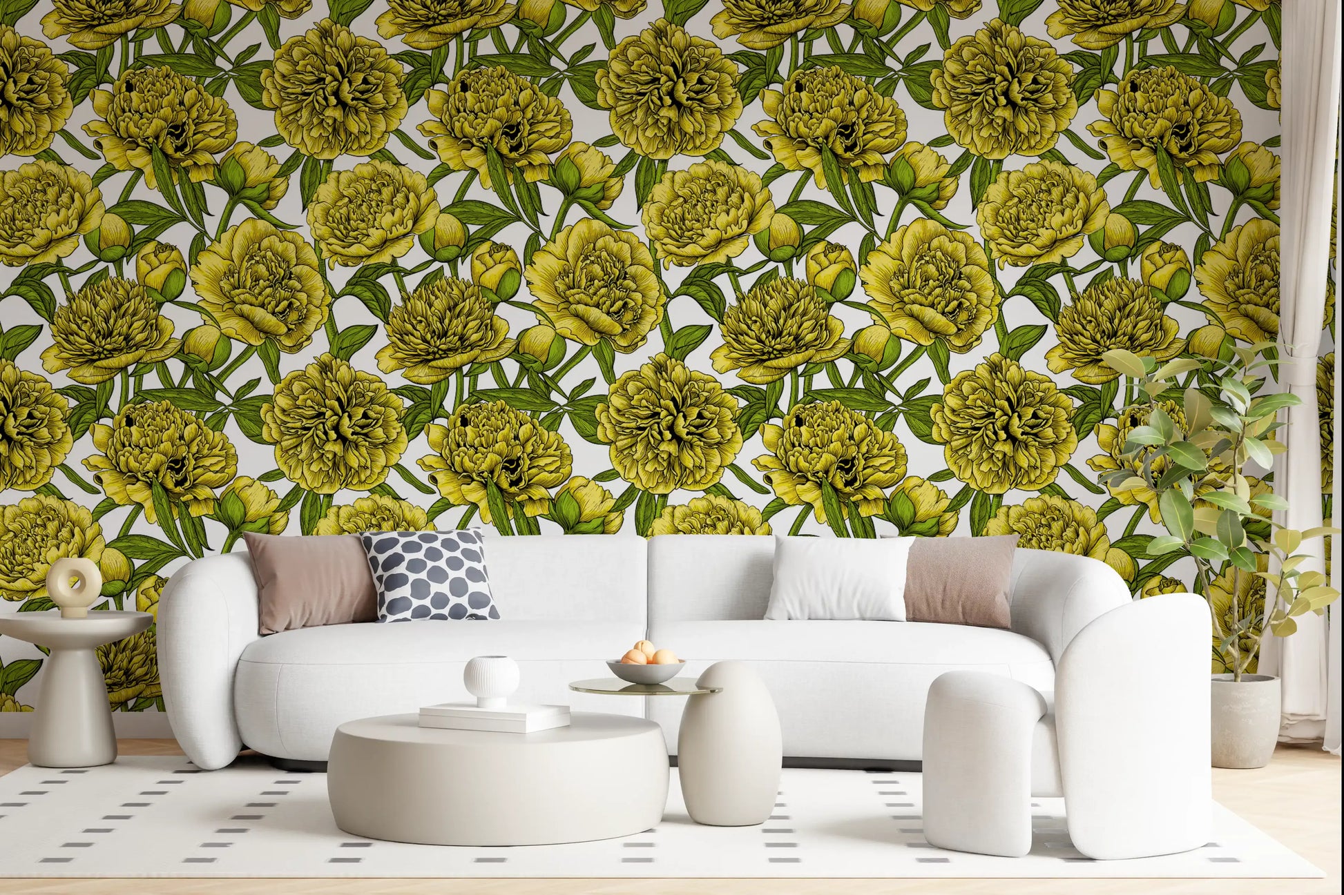Golden Peony Blossom Wallpaper Wallpaper⁠