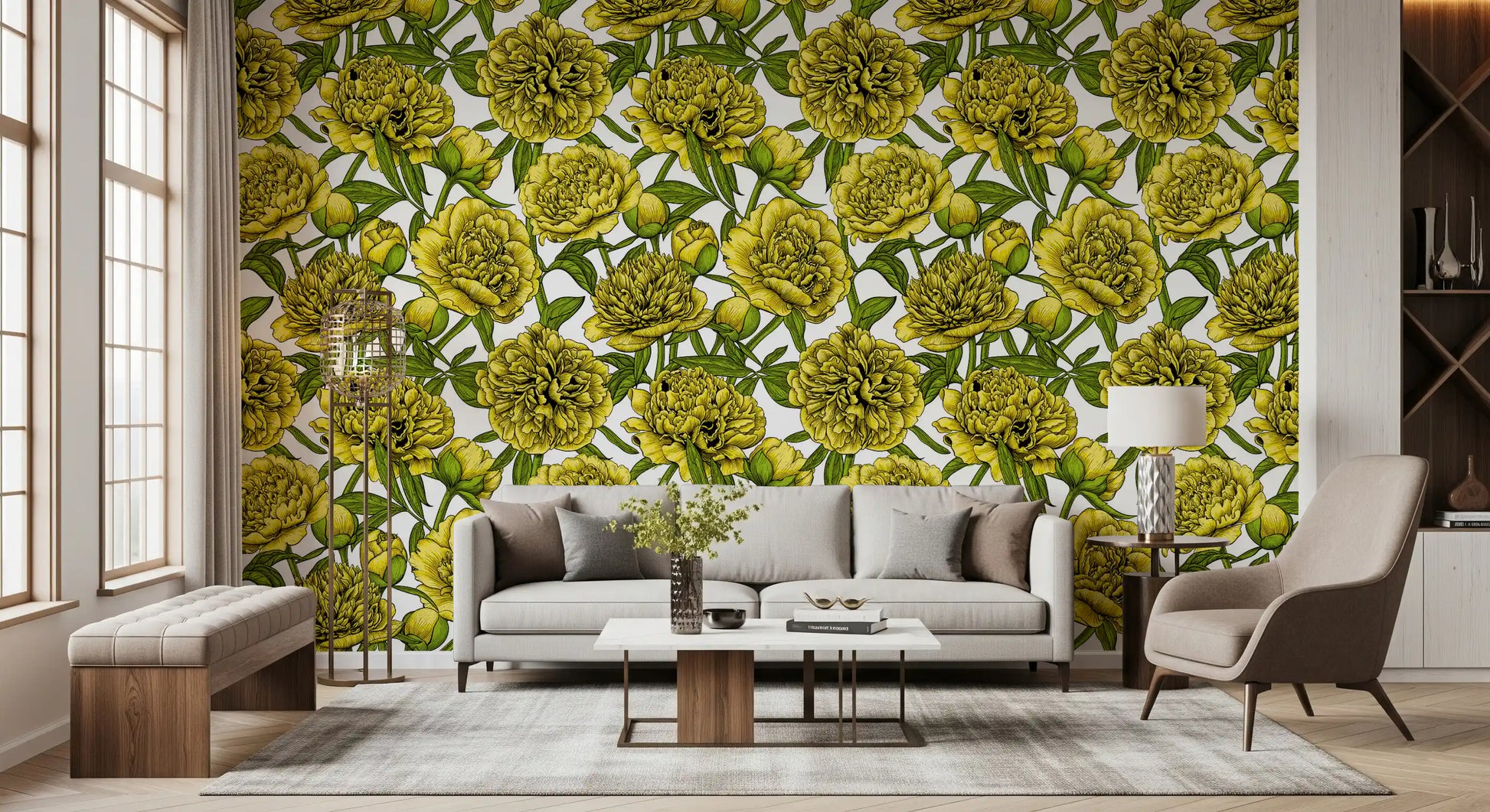 Golden Peony Blossom Wallpaper Wallpaper⁠