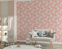 Celestial Flying Felines Pink Wallpaper