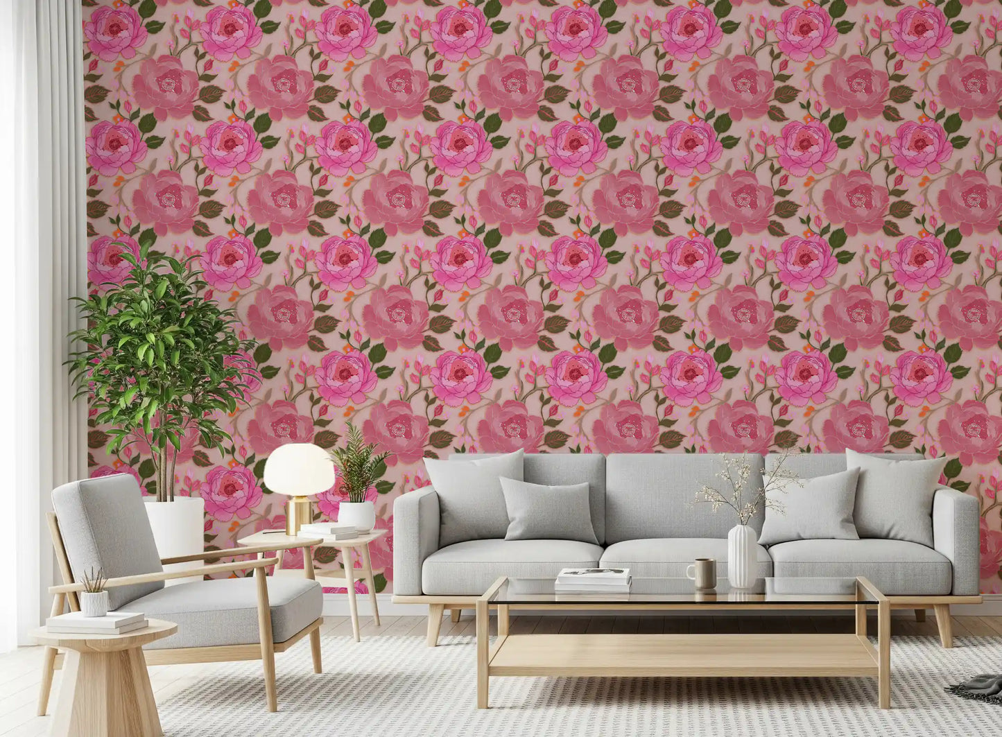 Romantic Blush Peony Botanical Wallpaper