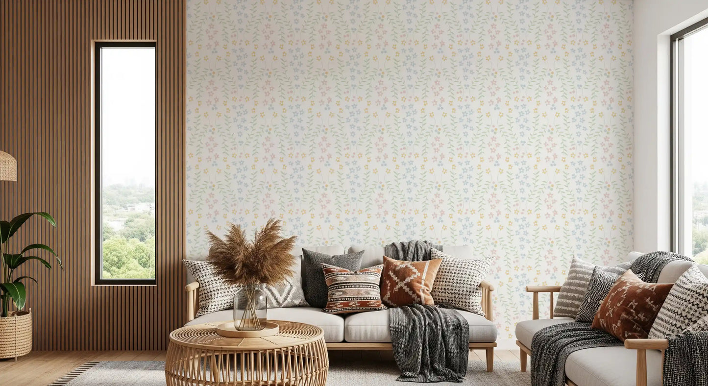 Sweet Scandinavian Floral Vines Wallpaper⁠