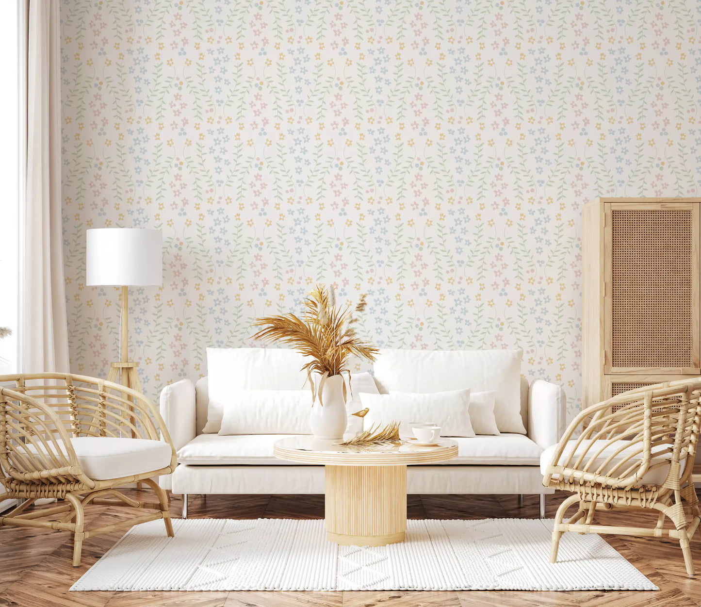 Sweet Scandinavian Floral Vines Wallpaper⁠