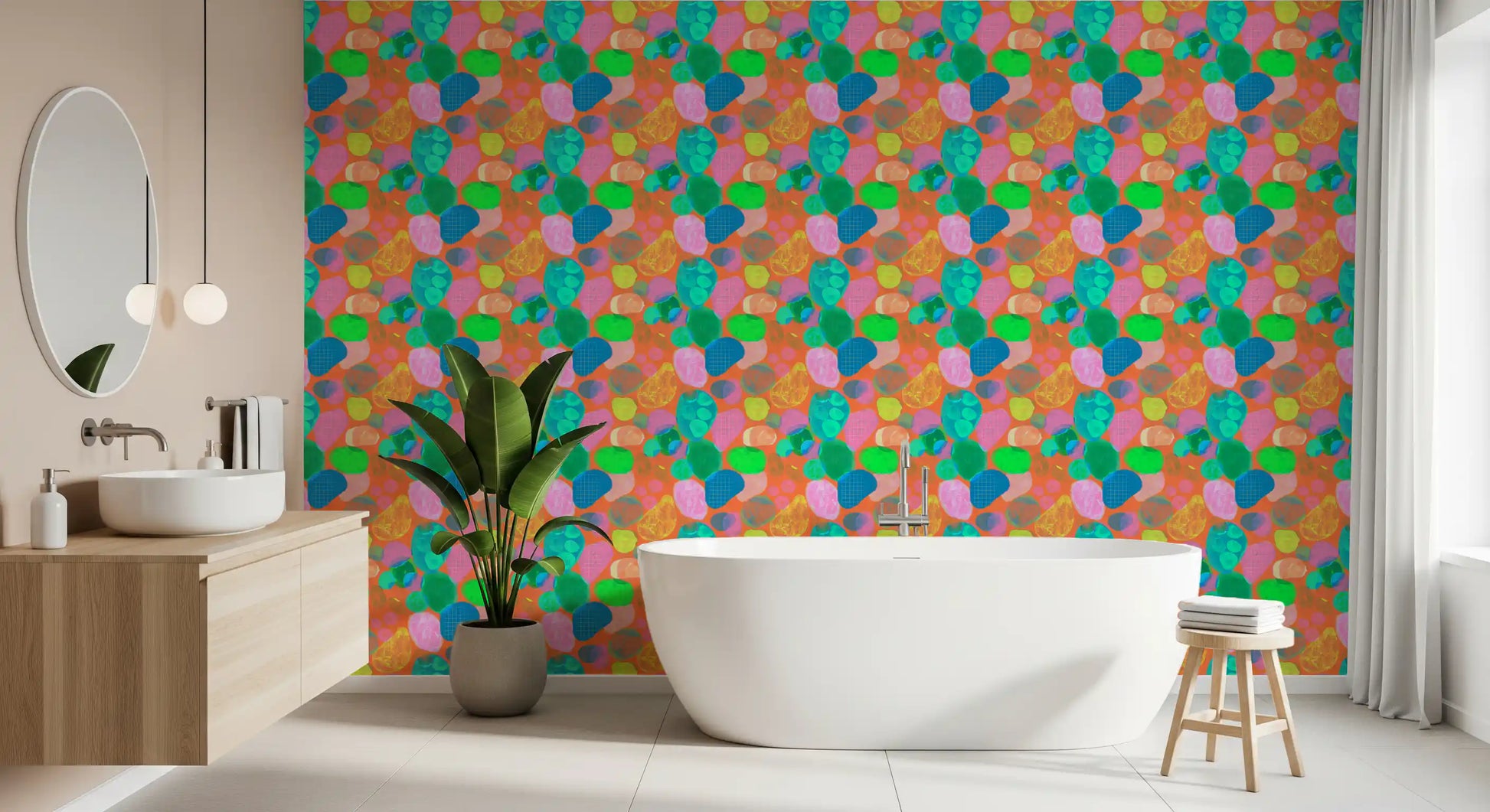 Retro Terrazzo Pop Abstract Wallpaper