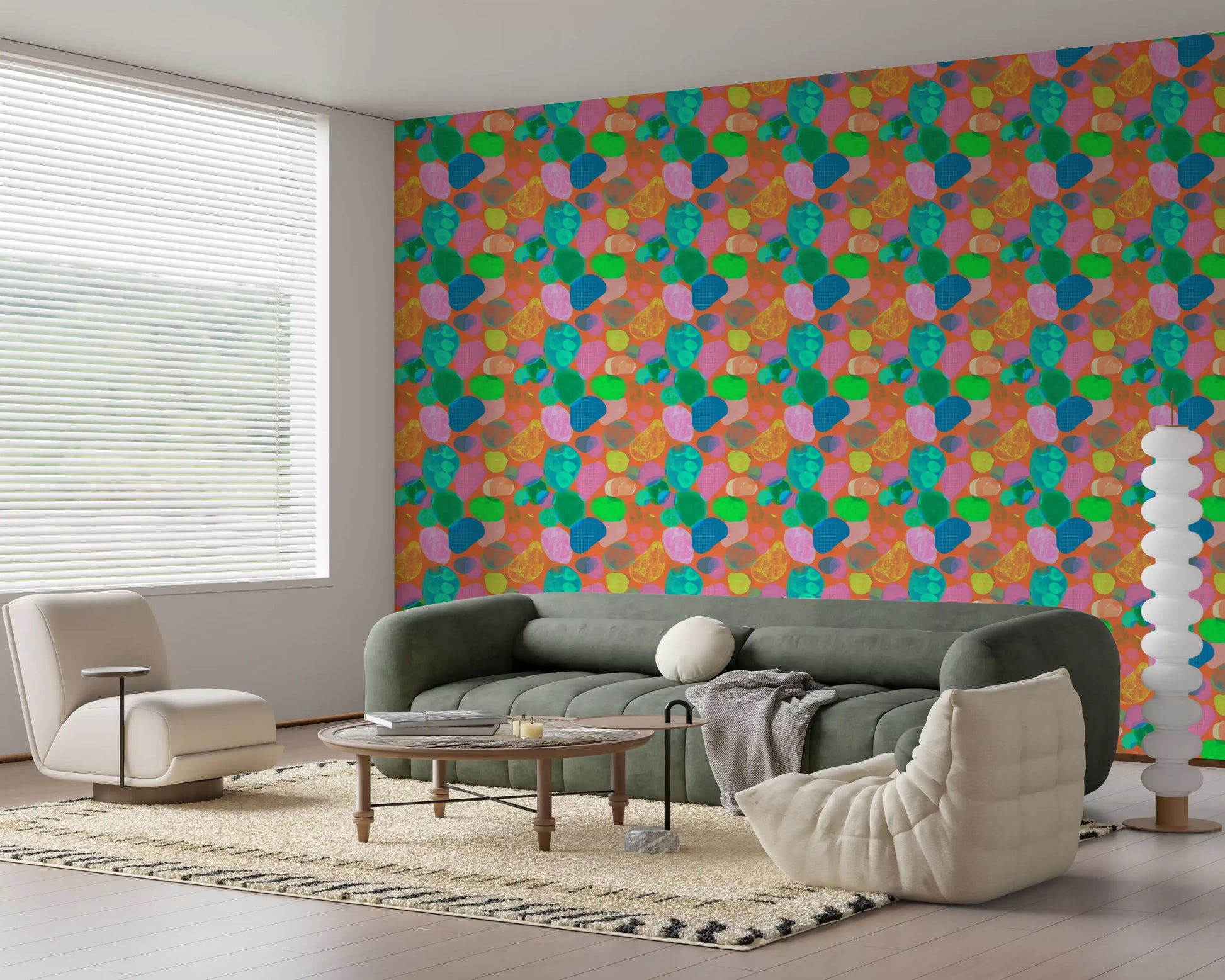 Retro Terrazzo Pop Abstract Wallpaper