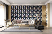 Vintage Elegance Renaissance Gown Floral Wallpaper