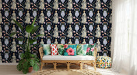 Vintage Elegance Renaissance Gown Floral Wallpaper
