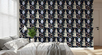 Vintage Elegance Renaissance Gown Floral Wallpaper