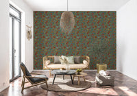 Classic Botanical Pomegranate Teal Wallpaper