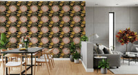 Midnight Protea and Golden Palm Wallpaper