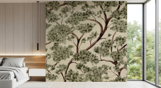 Woodland treescape featured in Never Ending Trailing Tree Summer Wall Mural