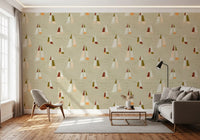 Sand Beige Mid Century Sailboats Wallpaper Wallpaper⁠