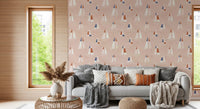Blush Pink Mid Century Sailboats Wallpaper⁠
