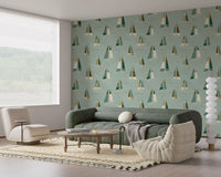 Seafoam Green Mid Century Sailboats Wallpaper Wallpaper⁠