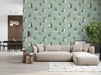 Seafoam Green Mid Century Sailboats Wallpaper Wallpaper⁠