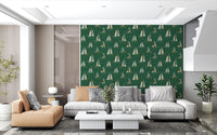 Emerald Green Mid Century Sailboats Wallpaper Wallpaper⁠
