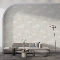 Cream Mid Century Cloud Sky Wallpaper⁠
