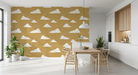 Mustard Mid Century Cloud Sky Wallpaper Wallpaper⁠