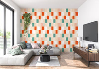Sunwashed Modern Geometric Terracotta Sage Wallpaper⁠