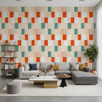 Sunwashed Modern Geometric Terracotta Sage Wallpaper⁠