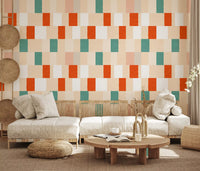 Sunwashed Modern Geometric Terracotta Sage Wallpaper⁠