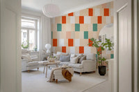 Sunwashed Modern Geometric Terracotta Sage Wallpaper⁠
