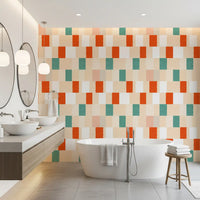 Sunwashed Modern Geometric Terracotta Sage Wallpaper⁠