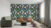 Sunwashed Modern Geometric Deep Coastal Wallpaper⁠